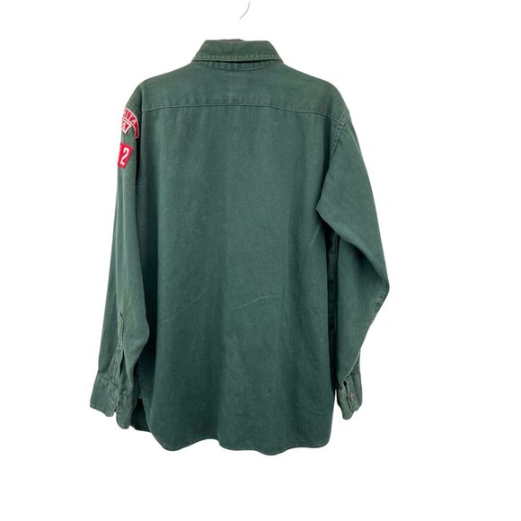 Vintage Boy Scouts Of America Shirt Green Button-Up With 1957 Patches Mens S? Ne - Picture 2 of 16